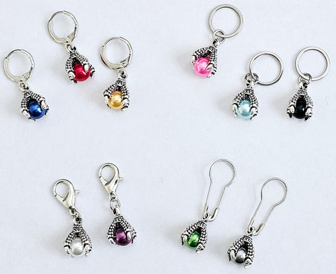 Dragon Claw Stitch Markers Set of 10 Colorful Pearl Bird Claw Knitting Crochet Stitch Markers Progress Keepers Stitch Counter Place Marker