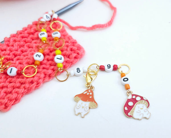 Mushroom Numbered Row Counter Chain for Knitting Progress Keeper for Counting Rows Track Rows Knitting Tools Knit Accessories