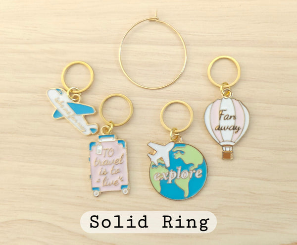 Love to Travel Stitch Markers for Crochet and Knitting Plane, Hot Air Balloon No Snag Place Marker Progress Keepers Yarn Gifts Accessories