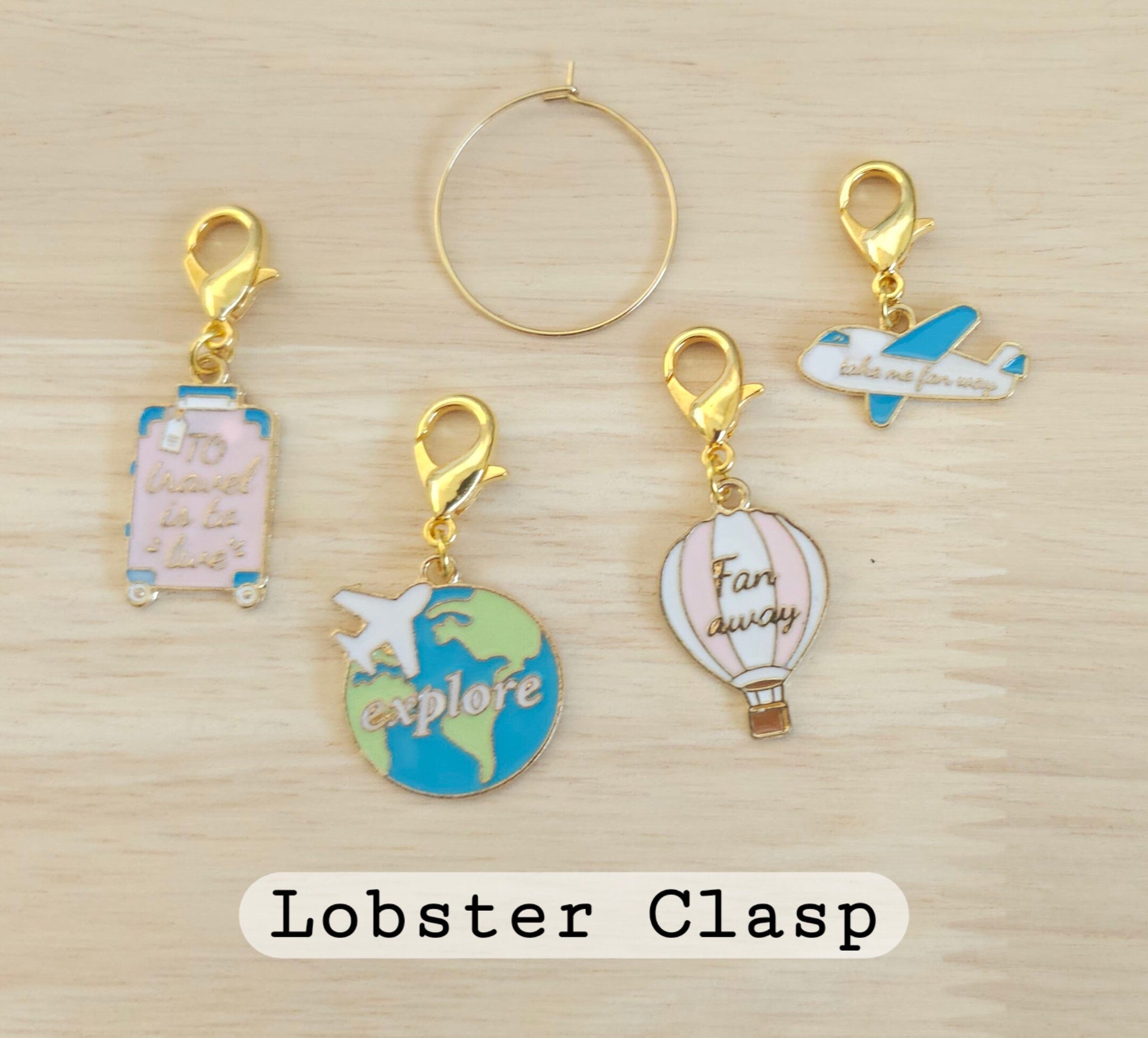 Love to Travel Stitch Markers for Crochet and Knitting Plane, Hot Air Balloon No Snag Place Marker Progress Keepers Yarn Gifts Accessories