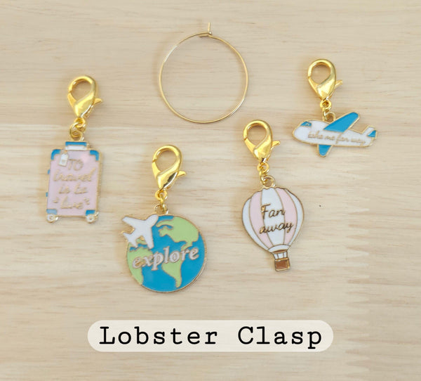 Love to Travel Stitch Markers for Crochet and Knitting Plane, Hot Air Balloon No Snag Place Marker Progress Keepers Yarn Gifts Accessories