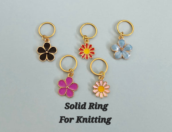 Wildflowers Stitch Markers Set of 5 or 20 Small Flower Charms Knitting Crochet Stitch Markers Progress Keepers Stitch Counter Place Marker