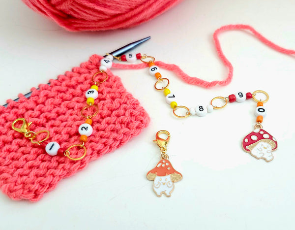 Mushroom Numbered Row Counter Chain for Knitting Progress Keeper for Counting Rows Track Rows Knitting Tools Knit Accessories