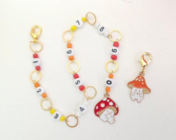 Mushroom Numbered Row Counter Chain for Knitting Progress Keeper for Counting Rows Track Rows Knitting Tools Knit Accessories