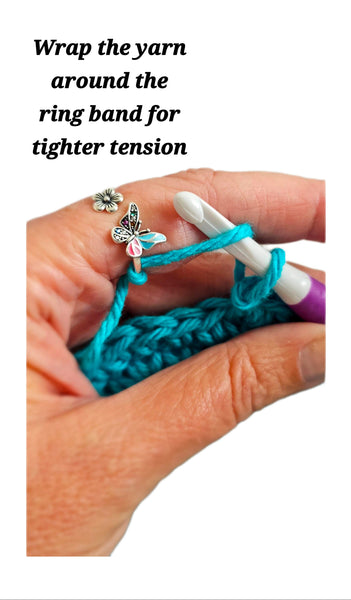 Solid 925 Sterling Silver Yarn Ring Colorful Butterfly Flower Adjustable Resizeable 7-10 Crochet Ring Beginner Knit Gift Yarn Guide Tool