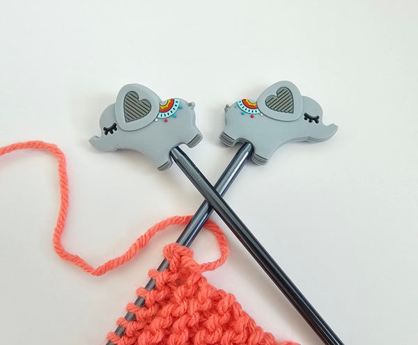 Elephant Knitting Point Protectors Zoo Animals Stitch Stopper Cap Silicone Bead Needle Cover Accessories Notions Gifts for Knitter