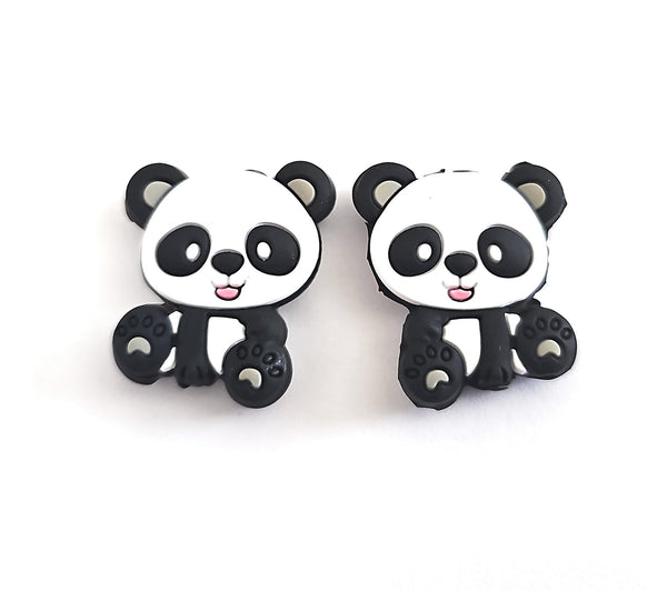 Baby Panda Bear Knitting Point Protectors Zoo Animal Stitch Stopper Cap Silicone Bead Needle Cover Accessories Notions Gifts for Knitter