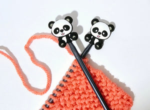 Baby Panda Bear Knitting Point Protectors Zoo Animal Stitch Stopper Cap Silicone Bead Needle Cover Accessories Notions Gifts for Knitter