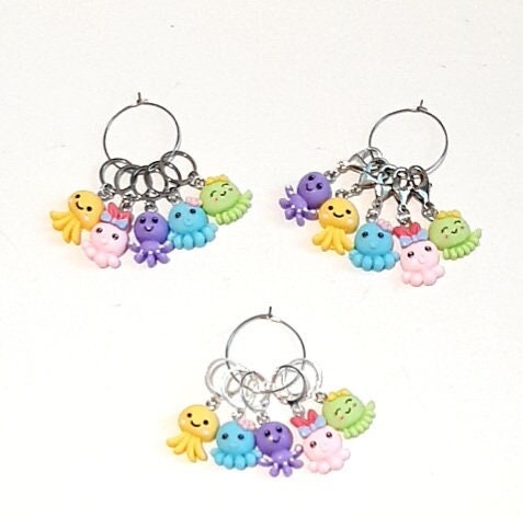 Cute Stitch Markers Octopus Jellyfish Characters for Crochet and Knitting 5pc Set Place Marker Yarn Gifts Accessories Knitting Notions