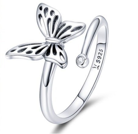 Sterling Silver Yarn Guide Ring Butterfly | Adjustable Size Crochet Ring | Beginner Knitting Crocheting Gift| Crochet Tension Regulator Tool