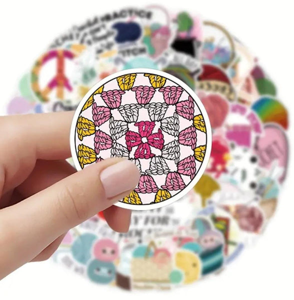 Crochet Stickers 100pc Vinyl Crochet Decals for Water Bottles Bikes Laptops Yarn Funny Crochet Quotes Crochet Lover Stickers for Yarn Crafts