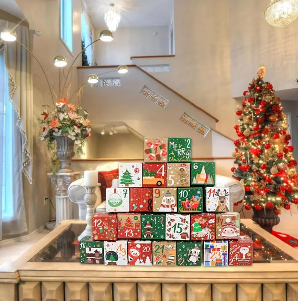 Advent Calendar Empty 24 Box Set DIY Make your own Countdown to Christmas Calendar December 1-24 Holiday Themed Numbered Boxes Blind Box