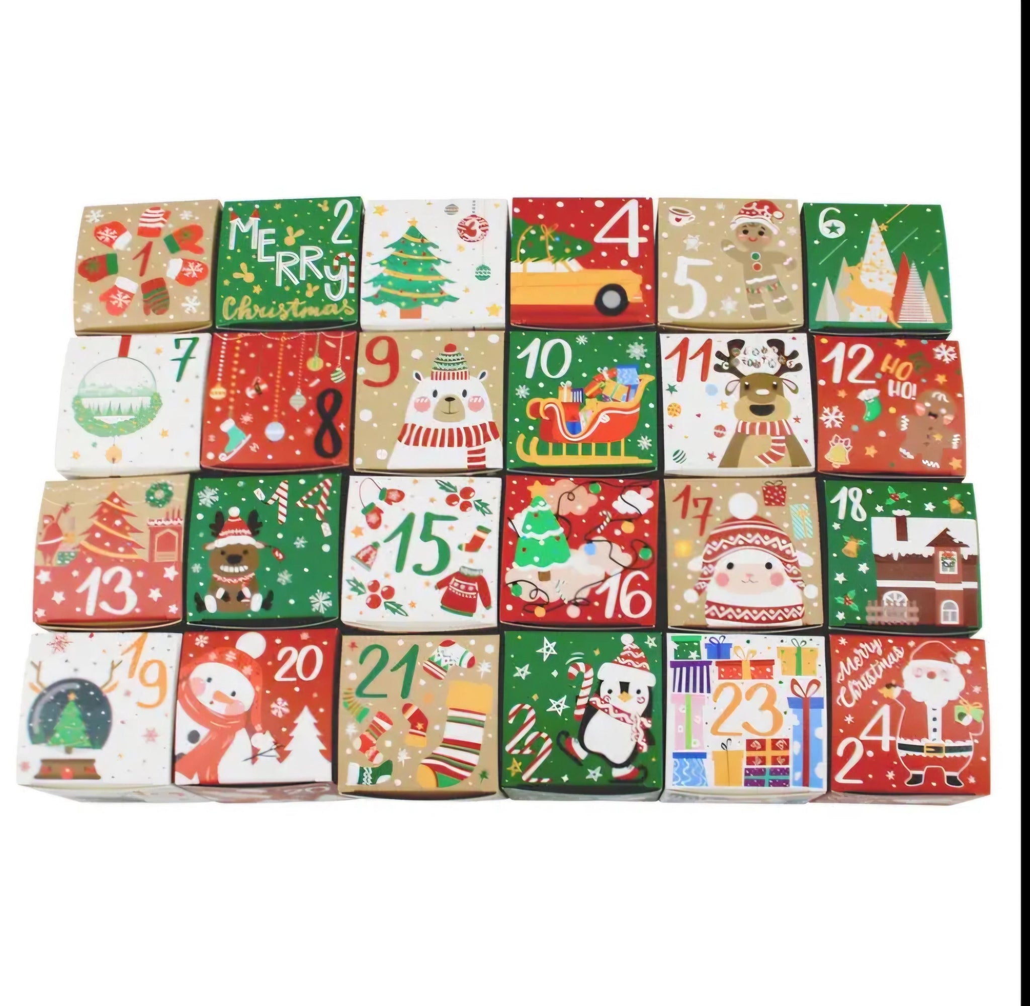 Advent Calendar Empty 24 Box Set DIY Make your own Countdown to Christmas Calendar December 1-24 Holiday Themed Numbered Boxes Blind Box