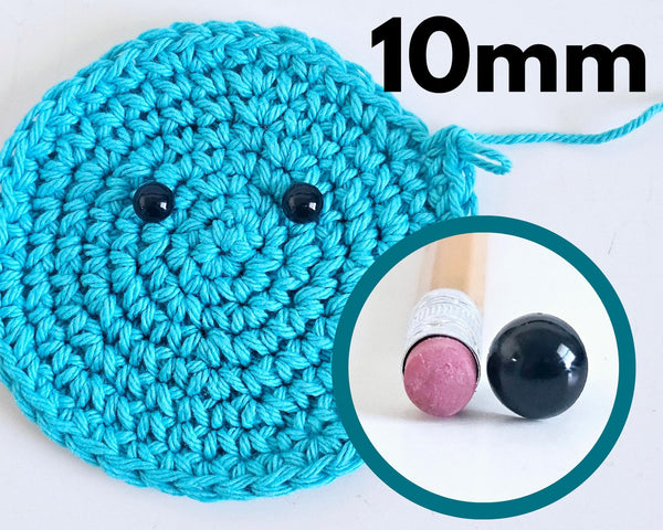 Single Size Black Safety Eyes 6 8 or 10mm with backs in Storage Case Plastic Screw Eyes Amigurumi Stuffed Animals Crochet Knit Plush Toys