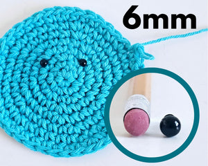 Single Size Black Safety Eyes 6 8 or 10mm with backs in Storage Case Plastic Screw Eyes Amigurumi Stuffed Animals Crochet Knit Plush Toys