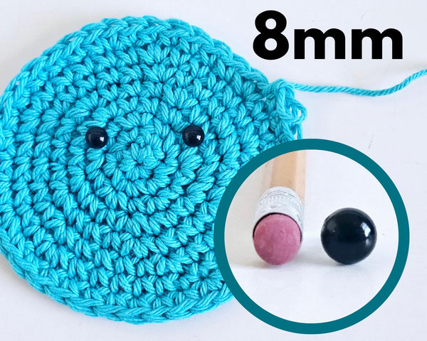 Single Size Black Safety Eyes 6 8 or 10mm with backs in Storage Case Plastic Screw Eyes Amigurumi Stuffed Animals Crochet Knit Plush Toys