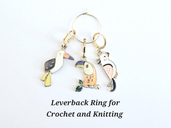 Tropical Birds Stitch Markers Set of 3 Parrot Toucan Knitting Crochet Stitch Marker Progress Keeper Stitch Counter Place Marker Crochet Gift