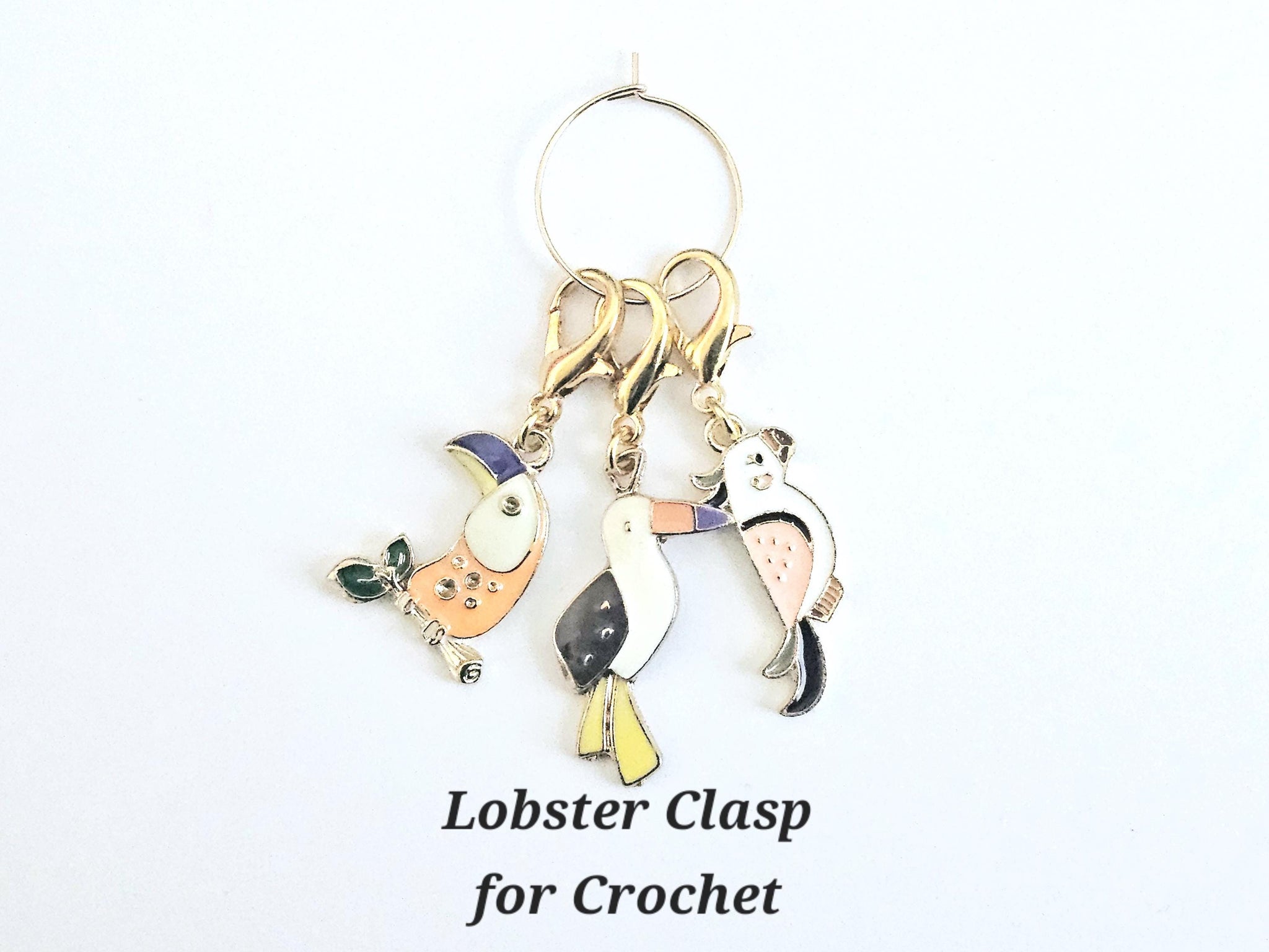 Tropical Birds Stitch Markers Set of 3 Parrot Toucan Knitting Crochet Stitch Marker Progress Keeper Stitch Counter Place Marker Crochet Gift