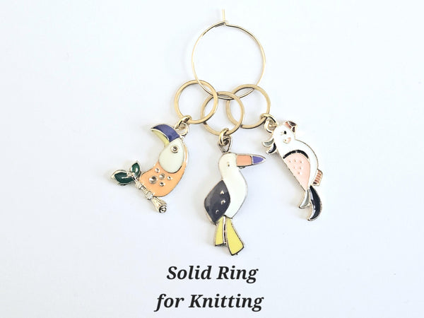 Tropical Birds Stitch Markers Set of 3 Parrot Toucan Knitting Crochet Stitch Marker Progress Keeper Stitch Counter Place Marker Crochet Gift