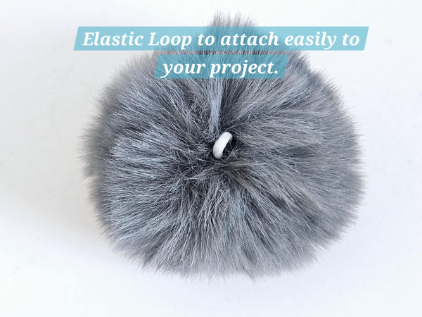 Plush Fur Pompoms 3.25in for attaching Knitted and Crochet Hats Faux Fur in 15 Solid Colors Pom pom Elastic Loop Pompom Holder Fastener