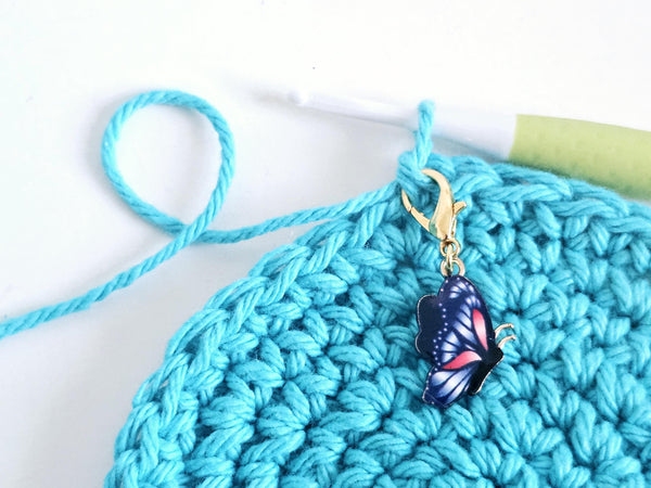 Mini Crochet Storage Case Sterling Silver Butterfly Yarn Tension Ring & Stitch Markers Crochet Gift Set for Knitter Butterfly Tin Pill Box