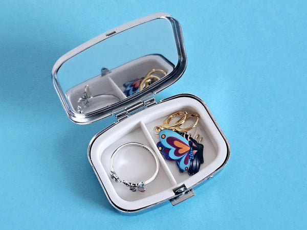 Mini Crochet Storage Case Sterling Silver Butterfly Yarn Tension Ring & Stitch Markers Crochet Gift Set for Knitter Butterfly Tin Pill Box