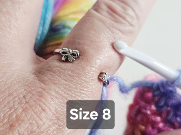 Sterling Silver Yarn Tension Ring Bow Tie Ribbon Knot Adjust Size 5-8 Crochet Beginner Knitting Crochet Gift Tension Regulator Yarn Guide