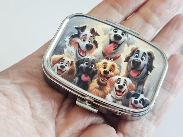 Mini Crochet Storage Case Cute Puppy Dogs Yarn Tension Ring & Stitch Markers Crochet Gift Set for Knitter Dog Tin Doggy Pill Box
