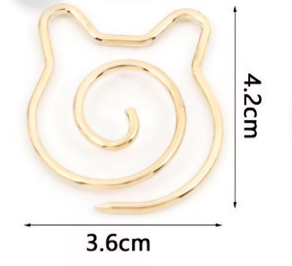 Charming Cat Stitch Holder Set of 2 Kitty Metal Knitting Crochet Accessory Spiral Cat Pin Style Needle Keeper Kitty Ears Shawl Accessory