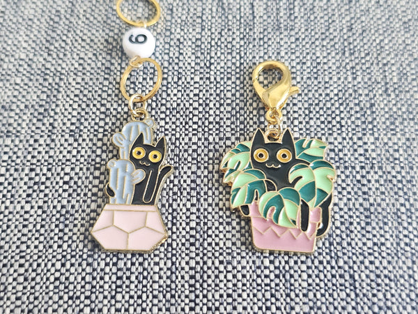 Black Cats and Plants Numbered Row Counter Chain for Knitting Progress Keeper for Counting Rows Track Rows Knitting Tools Knit Accessories