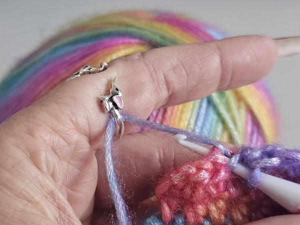 Elephant Yarn Tension Ring Silver Elephant Adjustable Ring Size 6-8 Crochet Ring Beginner Knitting Crochet Gift Tension Regulator Tool