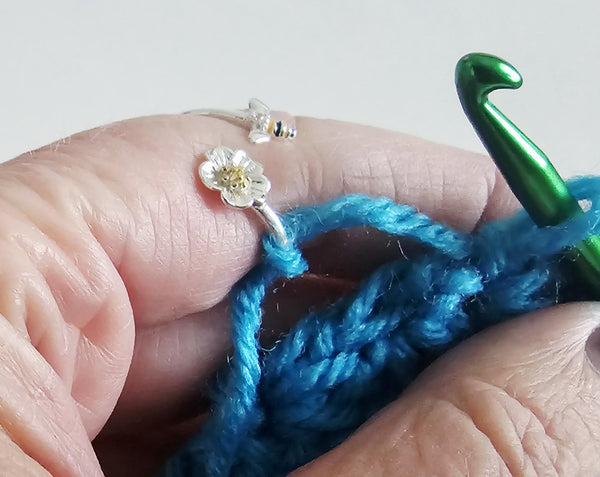 Flower Gift Set for Crochet or Knitting Bee Yarn Tension Ring and Stitch Marker Set Zipper Pouch Gift Bag Crochet and Knitting Tools