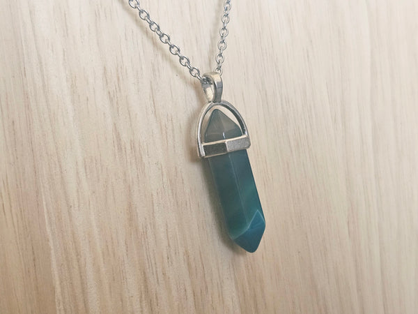 Gemstone & Charm Layered Necklace Set - Blue Agate