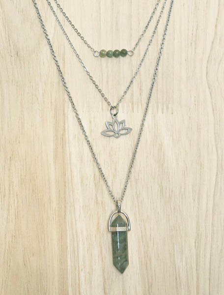 Gemstone & Charm Layered Necklace Set - Indian Agate