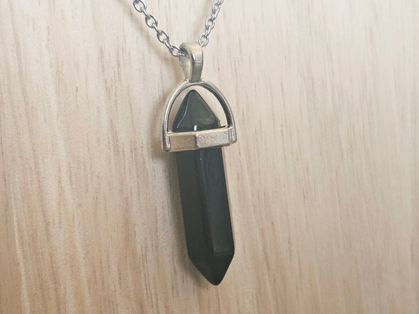 Gemstone & Charm Layered Necklace Set - Blackstone Obsidian