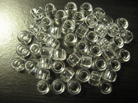 50 Plastic Clear Pony Beads for adjustable Trellis Yarn Necklaces