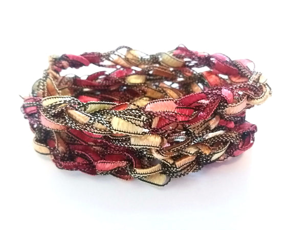 Crocheted Trellis Yarn Long Necklace or wear as Wrap-Around Bracelet - 15 Color Choices