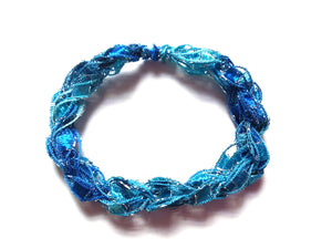 CHOOSE YOUR CHARM-Crocheted Trellis Ladder Yarn Bracelet Color Splash Sparkle