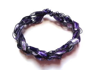 CHOOSE YOUR CHARM-Crocheted Trellis Ladder Yarn Bracelet Color Grape