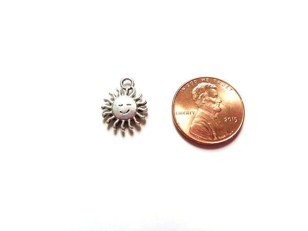Antique Silver Sunshine Pendant Charms (Jump Rings Included)