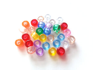 50 Plastic Assorted Colored Pony Beads for adjustable Trellis Yarn Necklaces