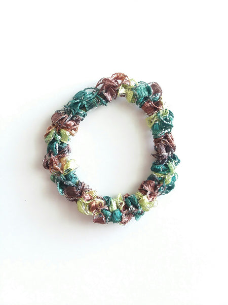Crocheted Trellis Yarn Stretchy Hair Tie - 16 Color Choices