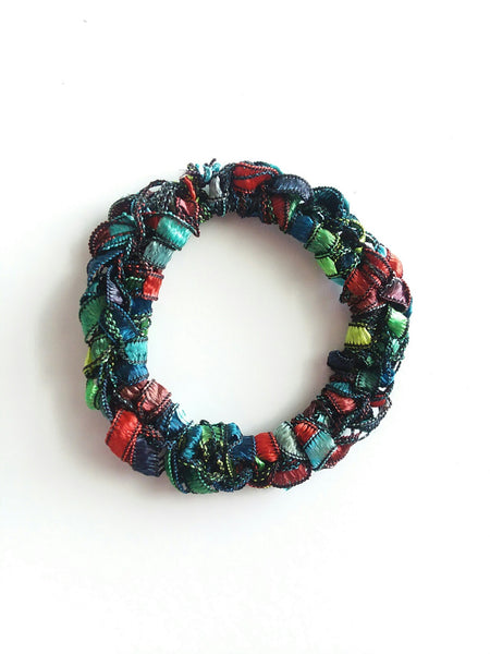 Crocheted Trellis Yarn Stretchy Hair Tie - 16 Color Choices