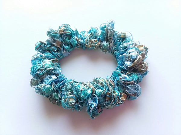 Crocheted Trellis Yarn Stretchy Hair Scrunchie - 16 Color Choices