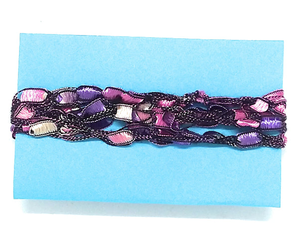 Inspirational Message Crocheted Ladder Yarn Wrap Around Bracelet - Be{You}tiful