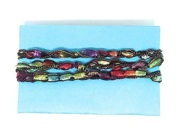 Inspirational Message Crocheted Ladder Yarn Wrap Around Bracelet - I love you to God & back