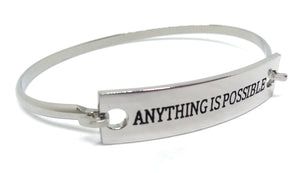 Stainless Steel Inspirational Message Connector Bangle Bracelet - ANYTHING IS POSSIBLE