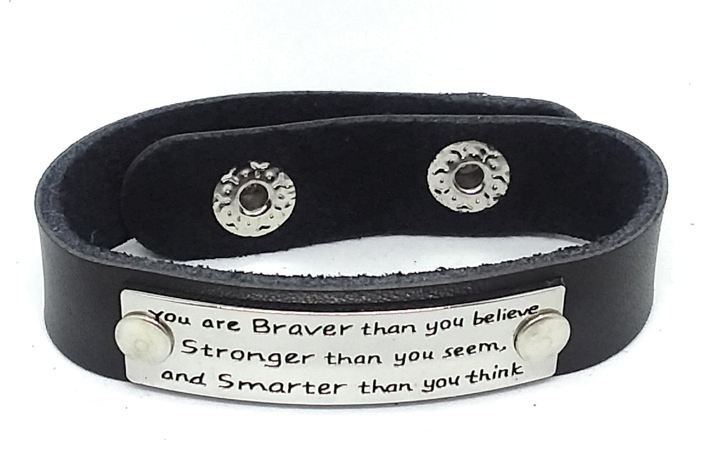 Inspirational Message Connector Leather Snap Bracelet You are