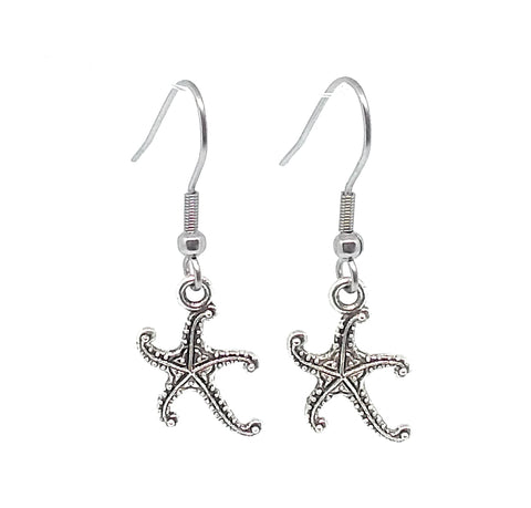 Starfish Charm Dangle Earrings with Stainless Steel Ear Wires