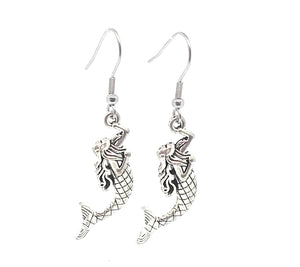 Mermaid Charm Dangle Earrings with Stainless Steel Ear Wires (Mermaid #3)